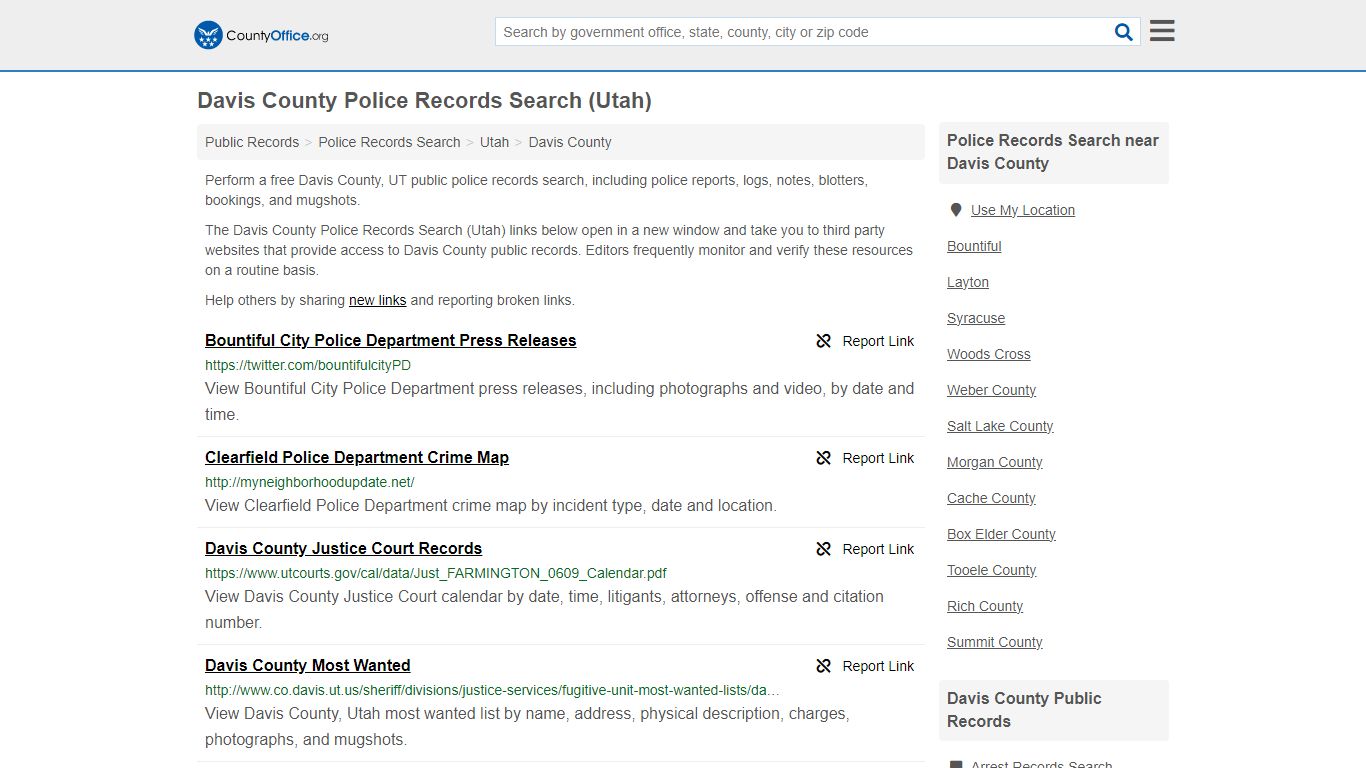Police Records Search - Davis County, UT (Accidents & Arrest Records)